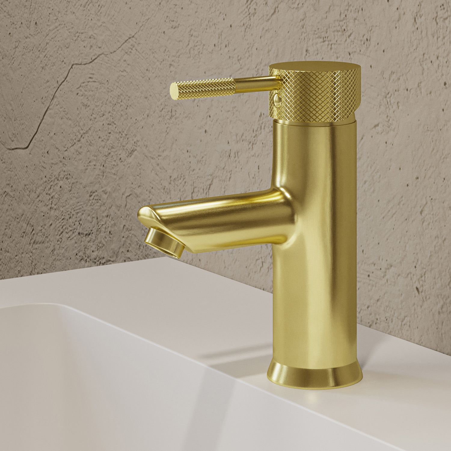 Saniclear Brass Curved wastafelkraan geborsteld messing - mat goud