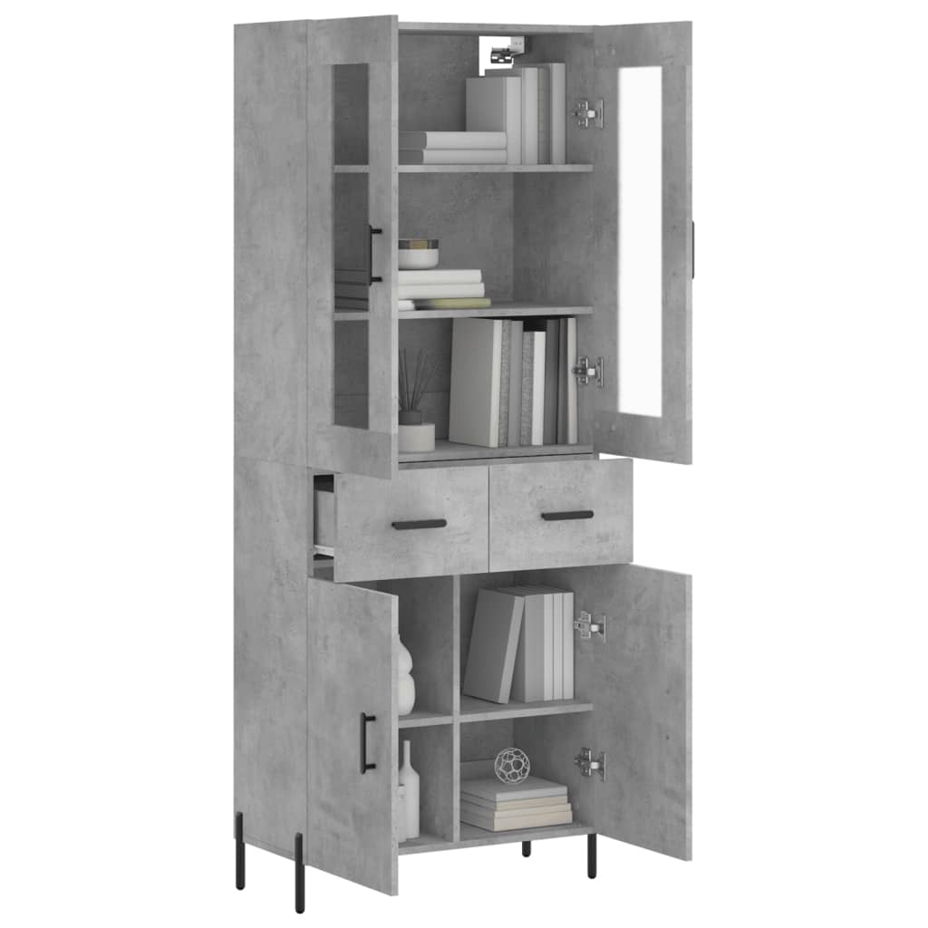 vidaXL Hoge kast 69,5x34x180 cm bewerkt hout betongrijs