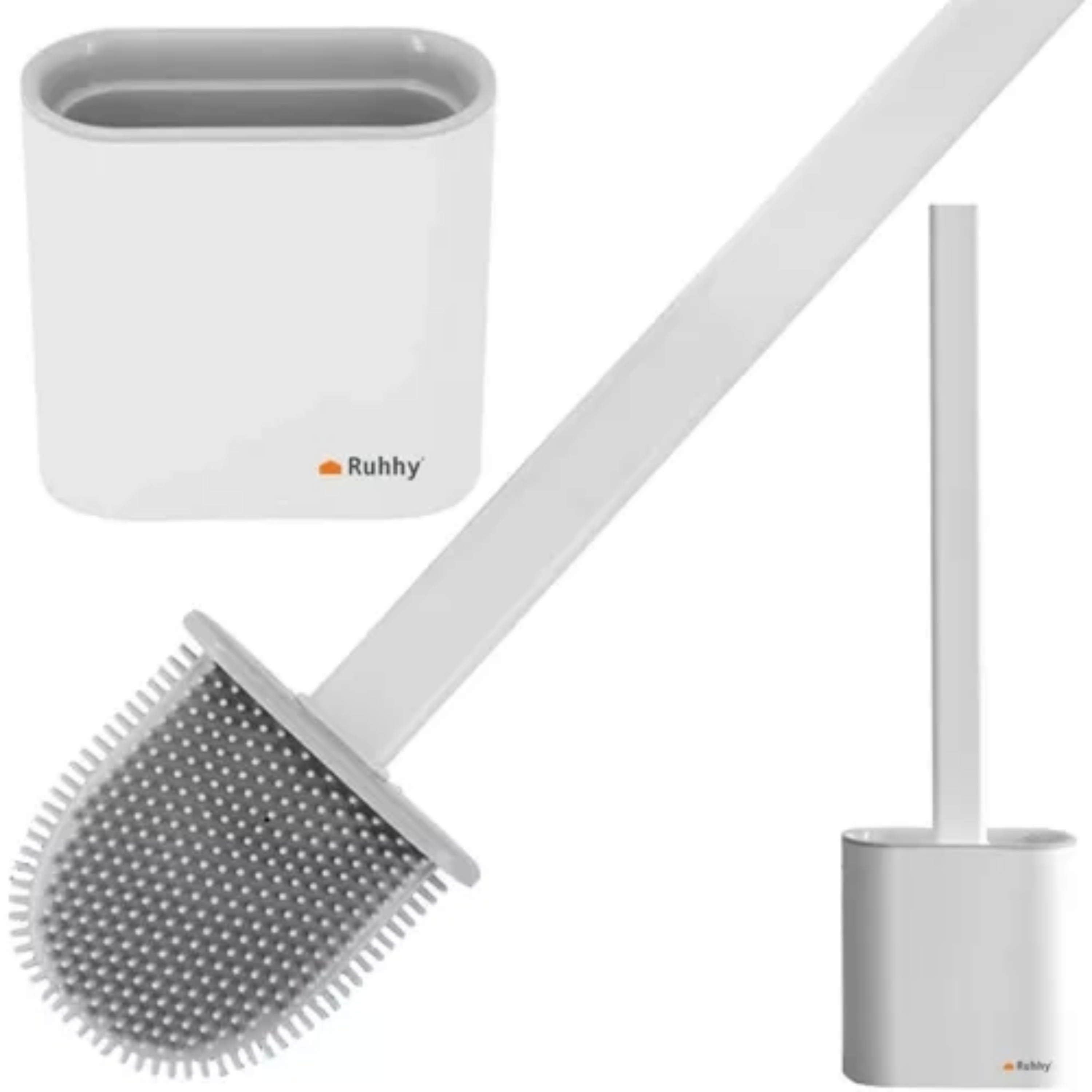 Ruhhy Silicone hygi℃ne wc/toiletborstel - plat - wit - cm -