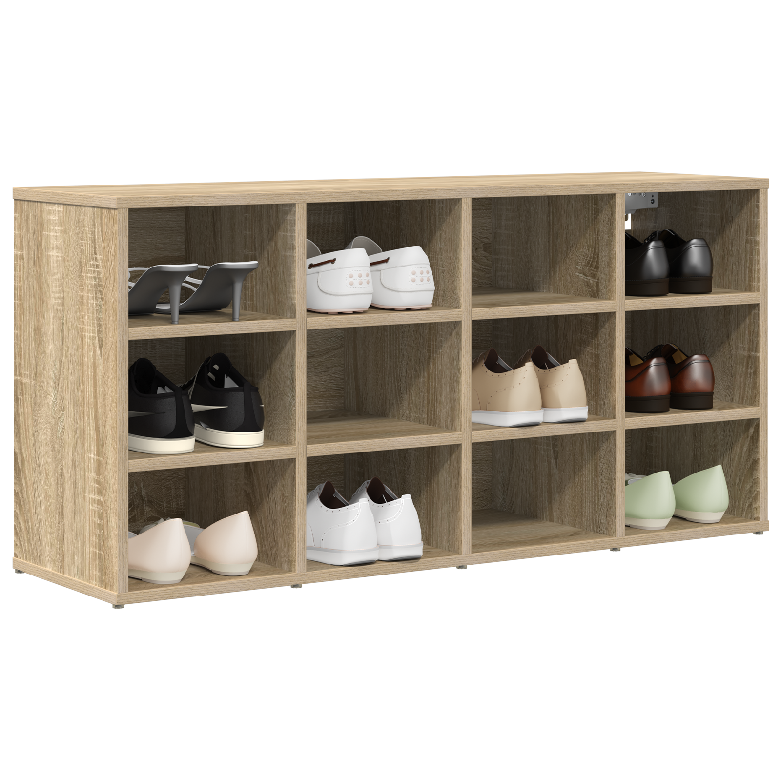 vidaXL Schoenenkast Sonoma eiken 103 x 30 x 51 cm Bewerkt hout