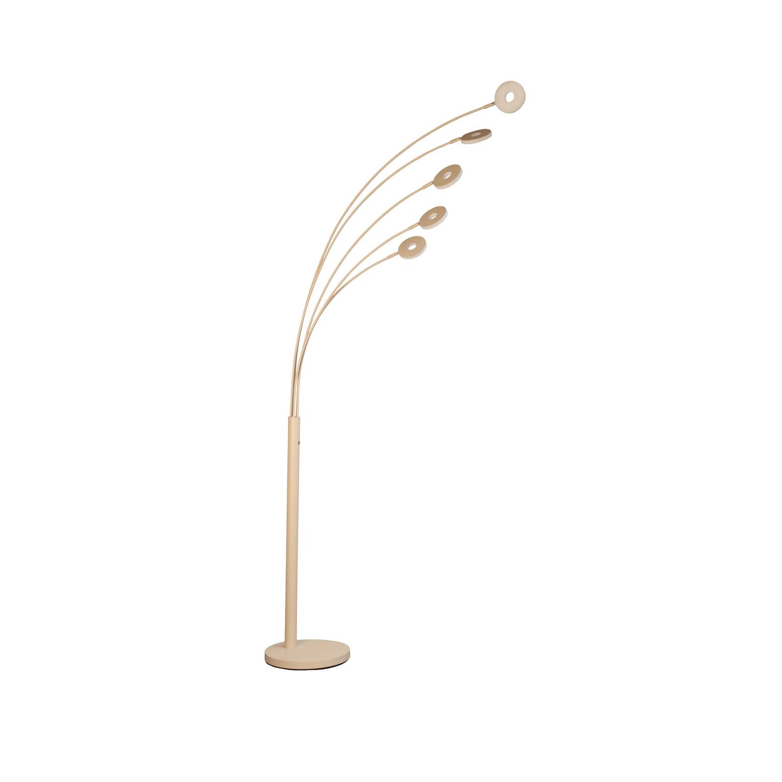 FISCHER & HONSEL LED vloerlamp Dent, zandkleurig Hoogte 225 cm, CCT, 5-lamps.