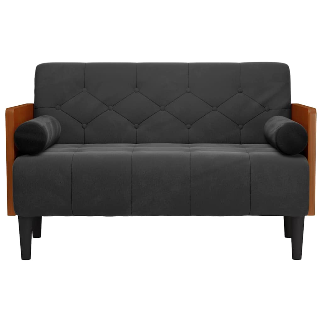 vidaXL Loveseat bank met bolsters zwart 110 cm fluweel