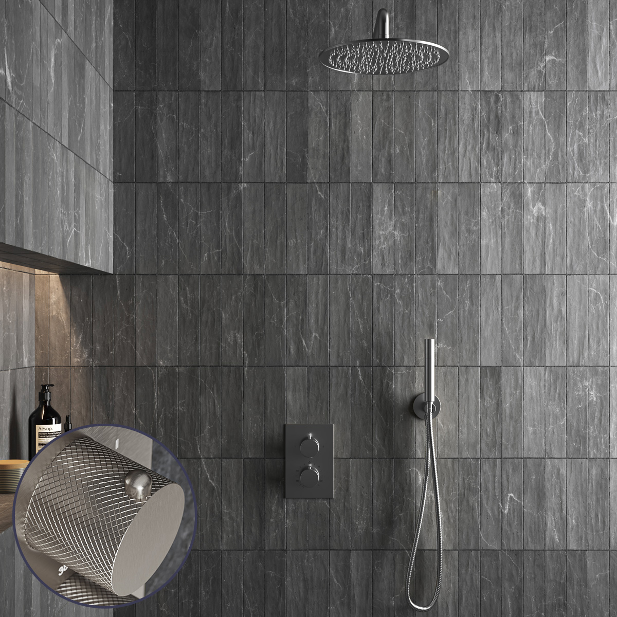 Saniclear Exclusive Curved inbouw regendouche met 30cm hoofddouche en muurarm RVS