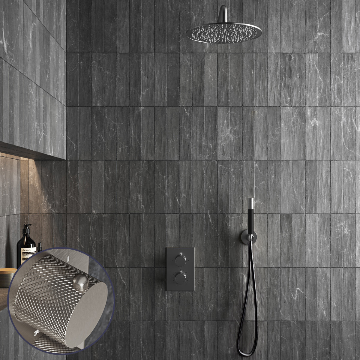 Saniclear Exclusive Curved Pro inbouw regendouche met 20cm hoofddouche en muurarm RVS