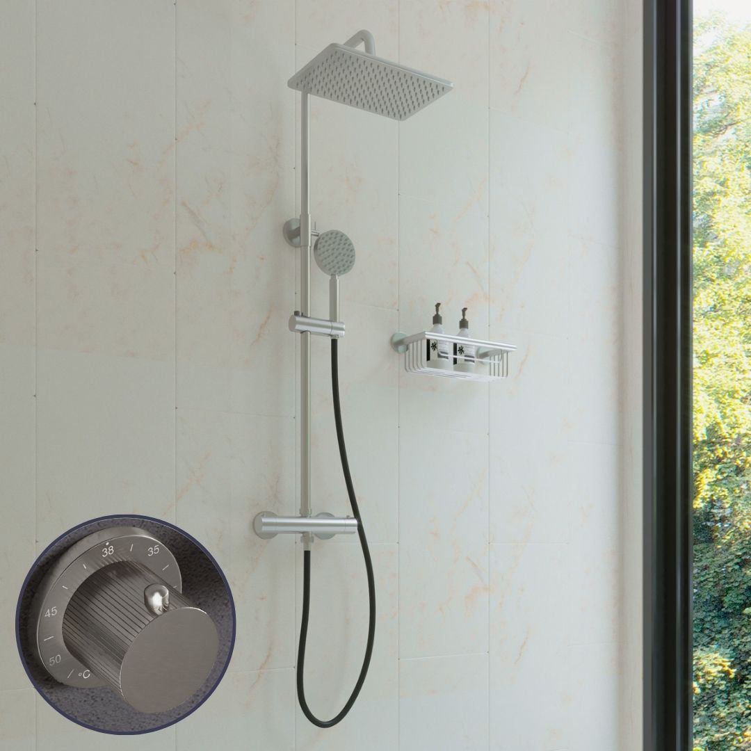 Saniclear Vision Stripes Pro opbouw regendouche met 20x30cm hoofddouche RVS