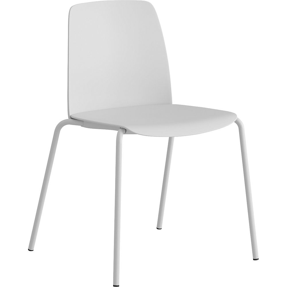 Stoel Helmer, zitting/rugleuning van kunststof, VE = 4 stuks, zitting wit, Onderstel wit
