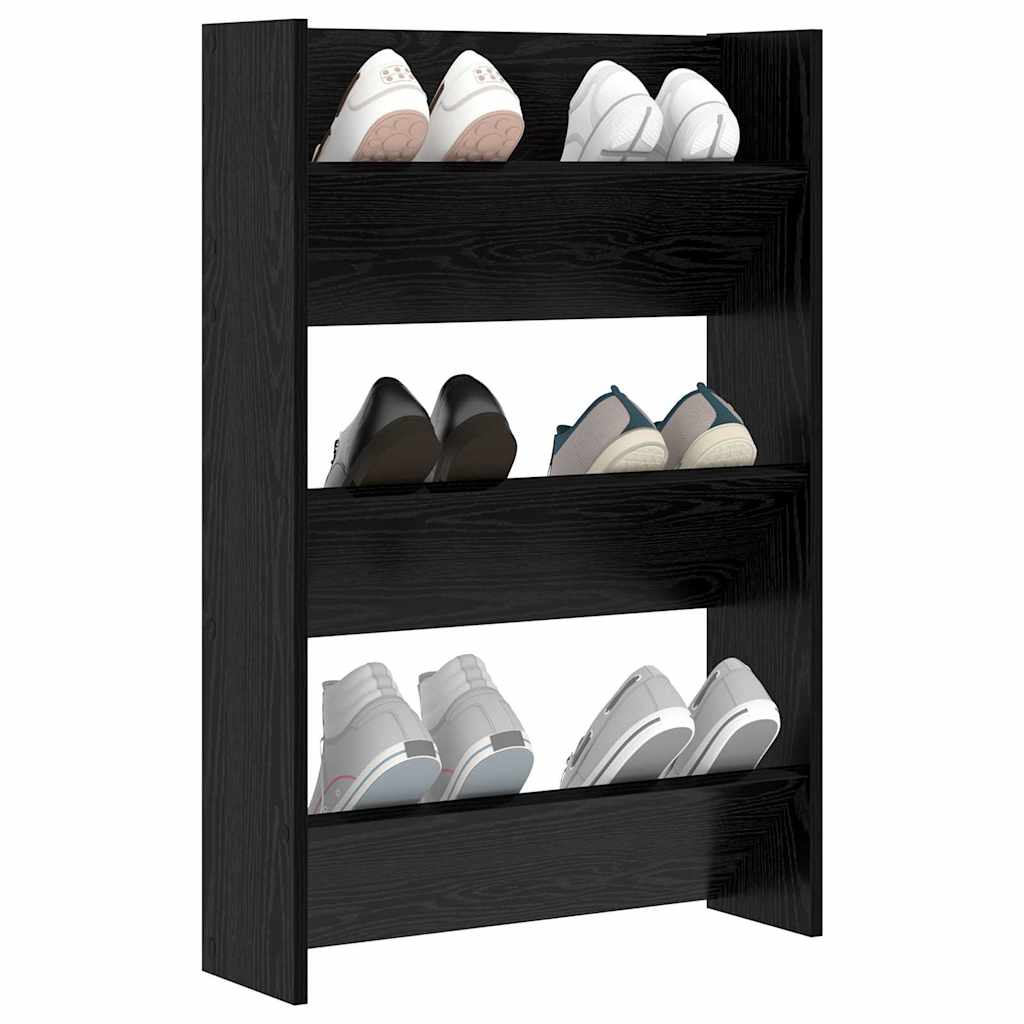 vidaXL Wand Schoenenkasten met plank Anders Zwart eiken Bewerkt hout