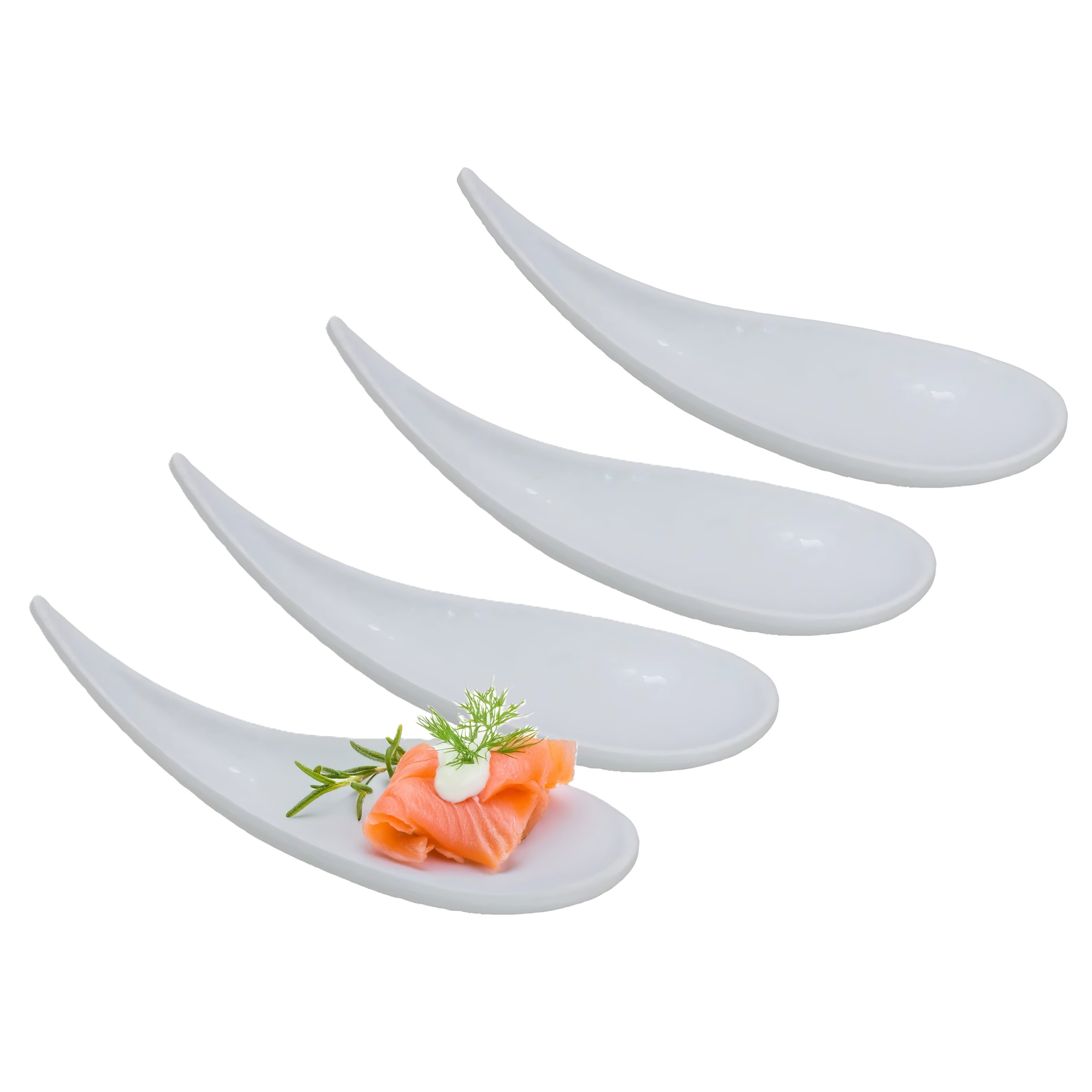 Gerimport Amuse/aperitief lepel set - hapjes/tapas - 8x stuks - wit - melamine -