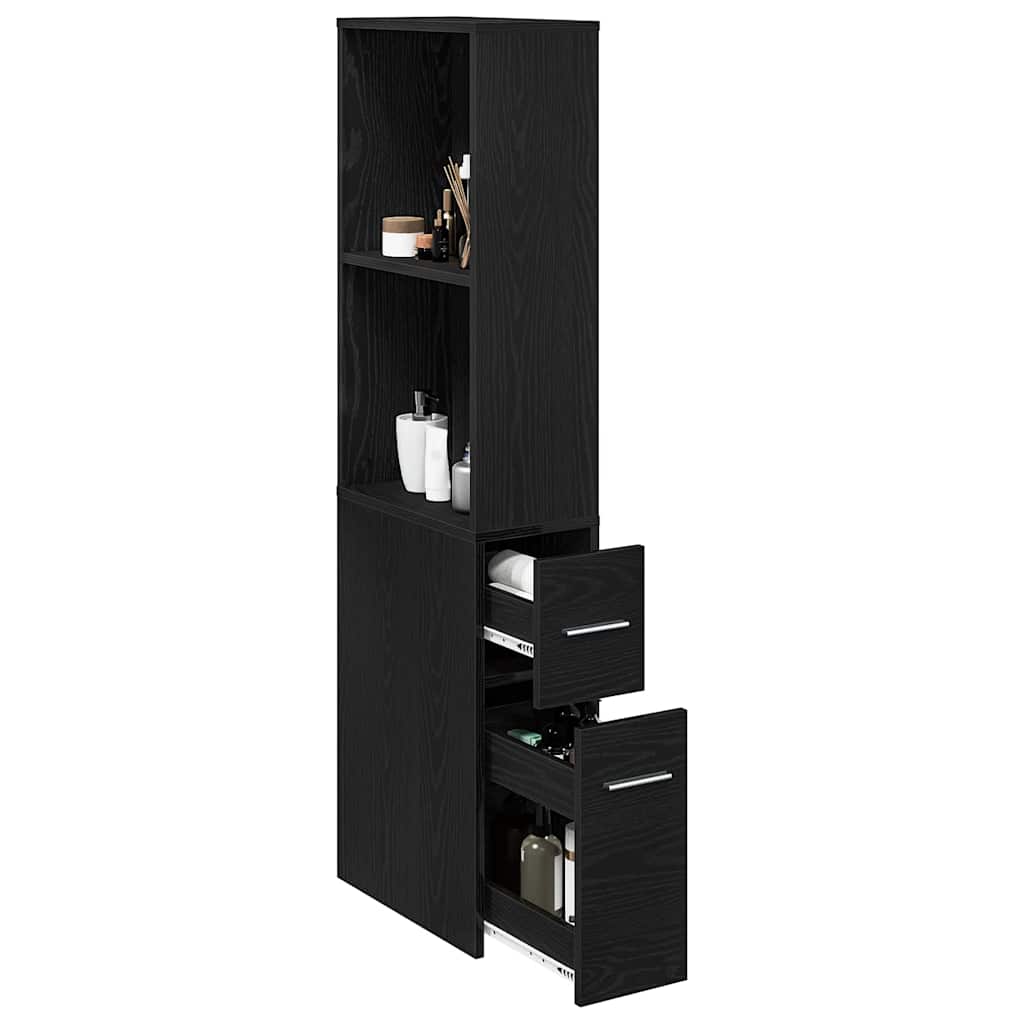 vidaXL Nauwe badkamer kast Zwart eiken 22 x 41 x 135 cm Bewerkt hout