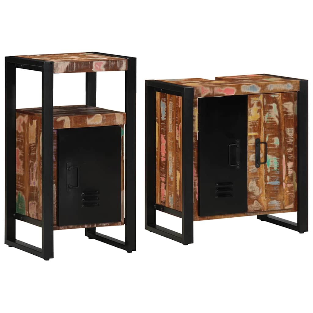 vidaXL Badkamermeubelset met plank 2 pcs Bruin massief gerecycled hout