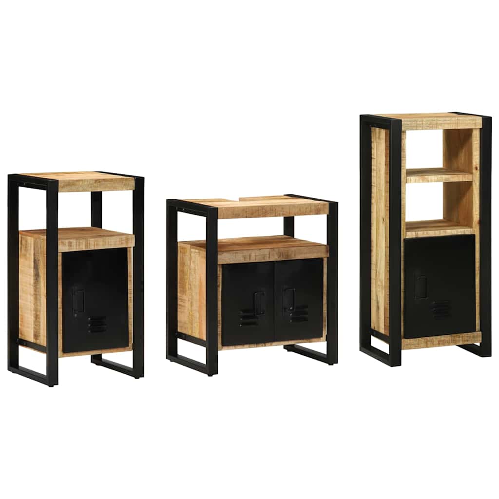 vidaXL Badkamermeubelset met plank 3 pcs Bruin Massief Mango Hout