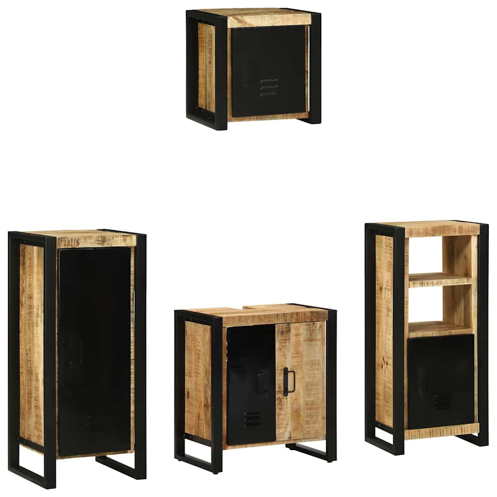 vidaXL Badkamermeubelset met plank 4 pcs Bruin Massief Mango Hout