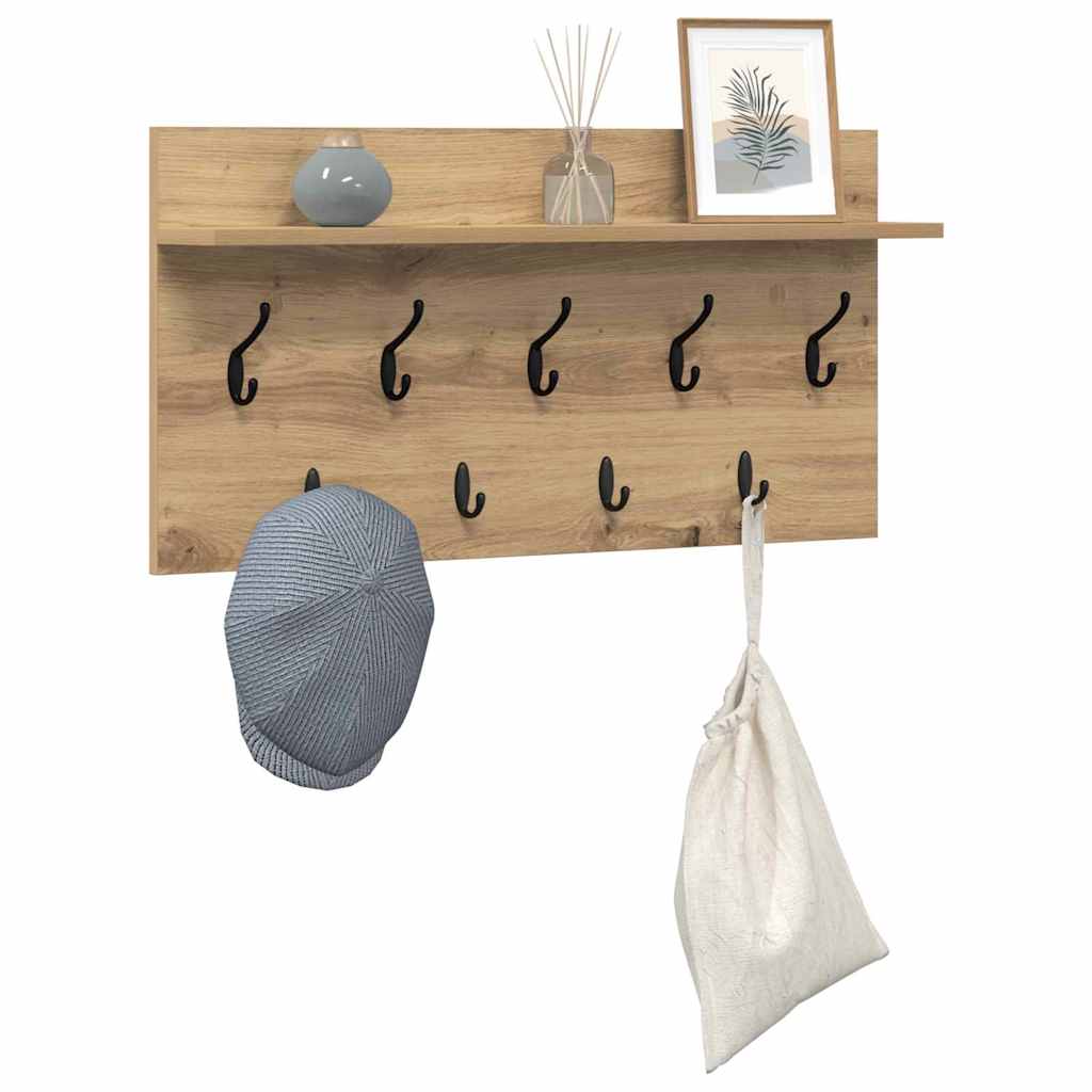vidaXL Wandgemonteerde kapstok artisanaal eikenkleurig 80 x 40 x 12 cm