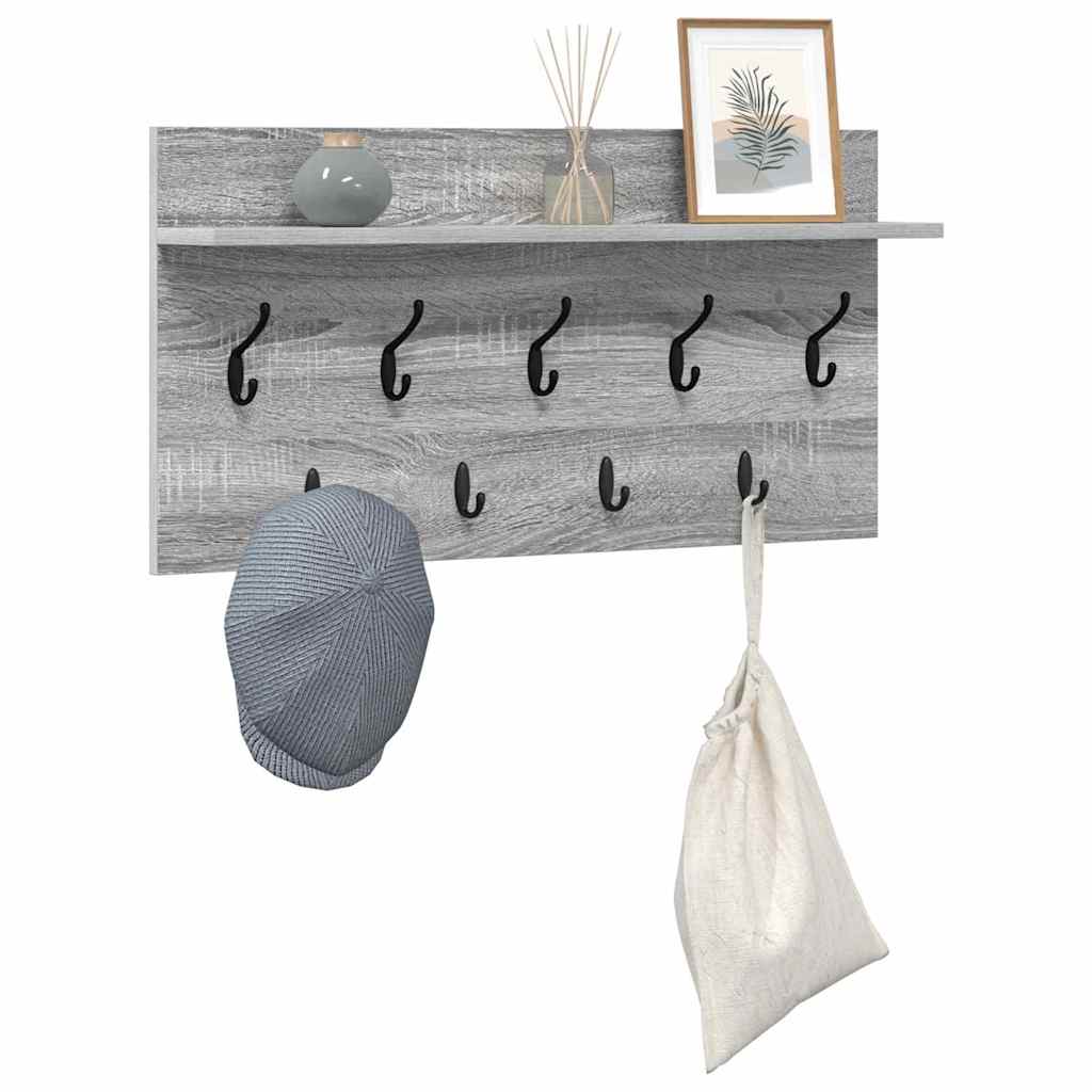 vidaXL Wandgemonteerde kapstok met plank Grijs sonoma 80 x 40 x 12 cm