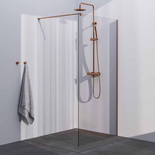 Brauer Copper Season Inloopdouche - helder glas - 100x200cm - koper geborsteld GS-ISMP1H100200GK