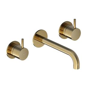 Hotbath Cobber CB105TEXT18 afbouwdeel inbouw wastafelkraan 3-gats met 18cm uitloop geborsteld messing
