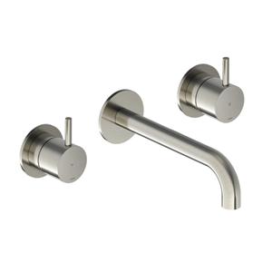 Hotbath Cobber CB105TEXT18 afbouwdeel inbouw wastafelkraan 3-gats met 18cm uitloop geborsteld nikkel