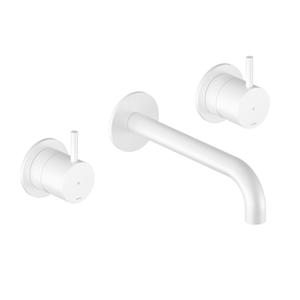 Hotbath Cobber CB105TEXT18 afbouwdeel inbouw wastafelkraan 3-gats met 18cm uitloop mat wit