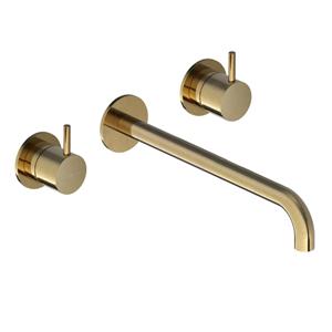 Hotbath Cobber CB105TEXT25 afbouwdeel inbouw wastafelkraan 3-gats met 25cm uitloop geborsteld messing