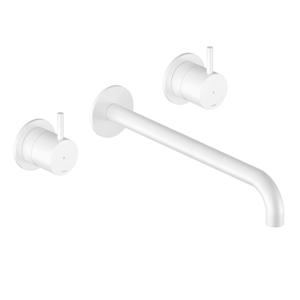 Hotbath Cobber CB105TEXT25 afbouwdeel inbouw wastafelkraan 3-gats met 25cm uitloop mat wit