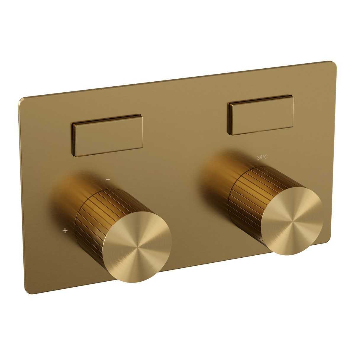 Brauer Stripe 2-weg inbouwthermostaat met drukknoppen messing geborsteld PVD