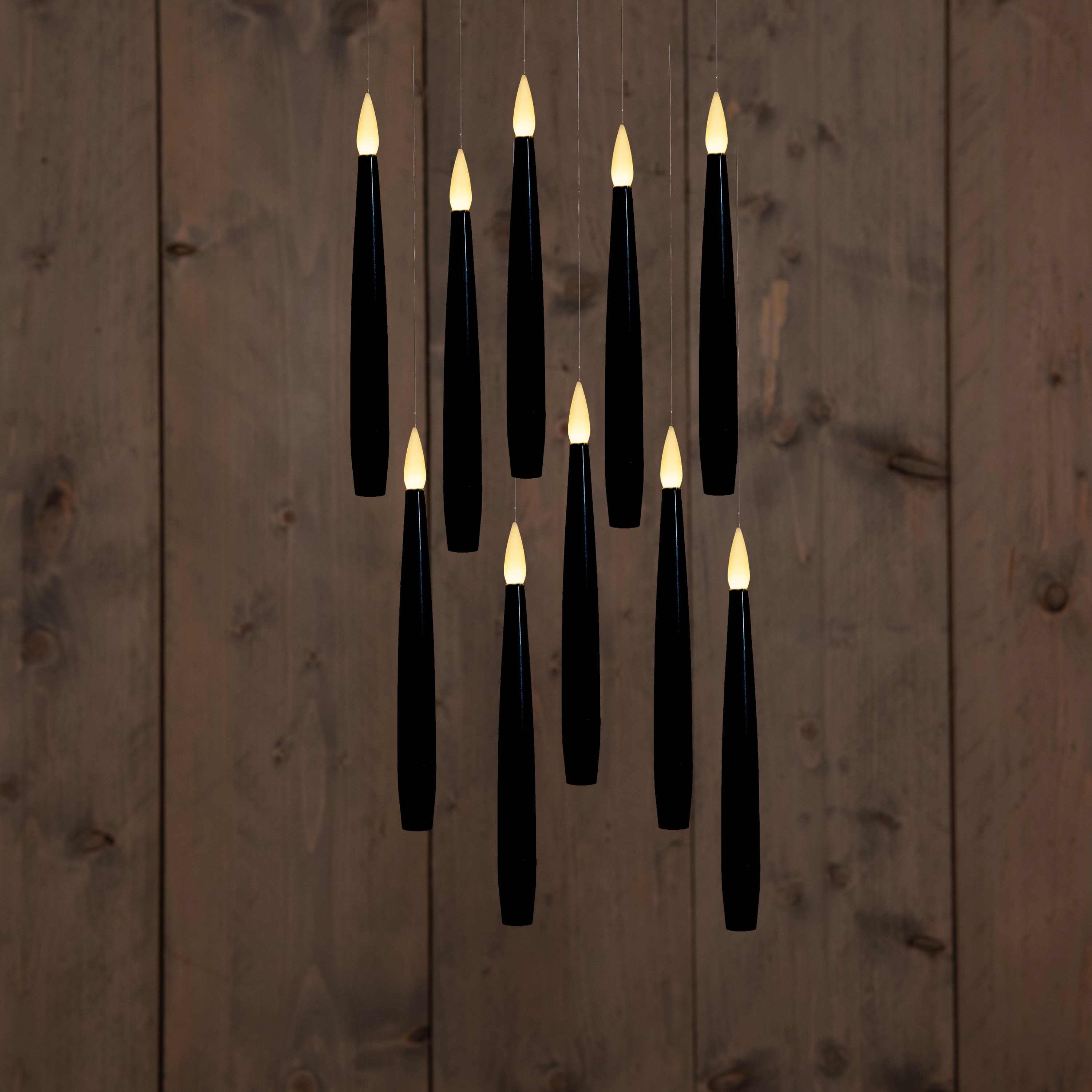 Anna's Collection Zwevende LED kaarsen - 10x stuks - zwart - 15 cm - magische toverstaf - afstandsbediening -