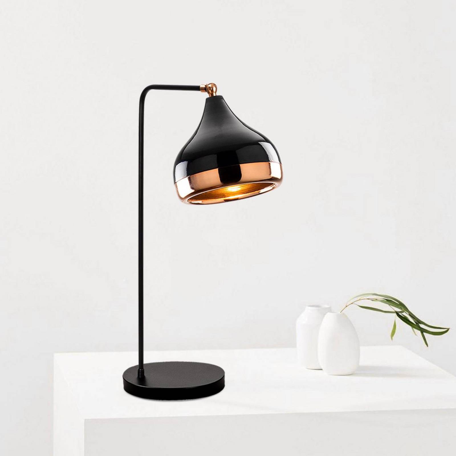 Opviq Tafellamp Yildo, zwart/koper, metaal, hoogte 52 cm