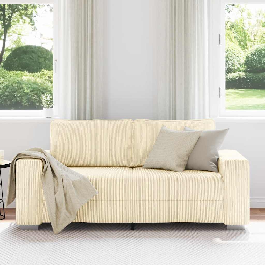 vidaXL Loveseat Sofa Crème 140 cm Corduroy Stof