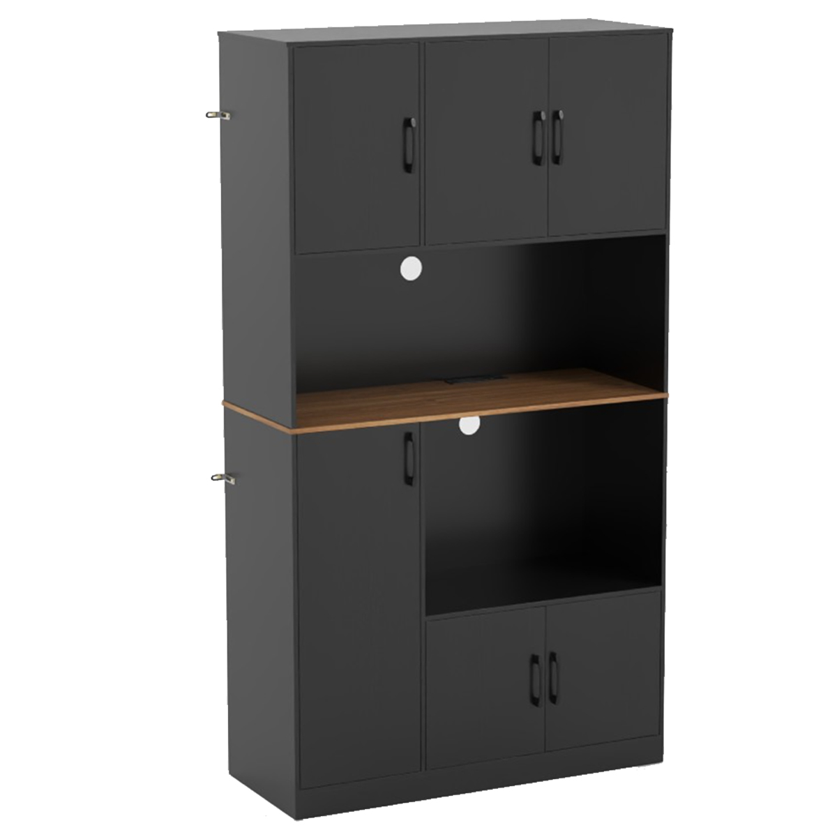 Costway Buffetkast met Stopcontact & Magnetronstandaard Keuken Kast van Hout Zwart