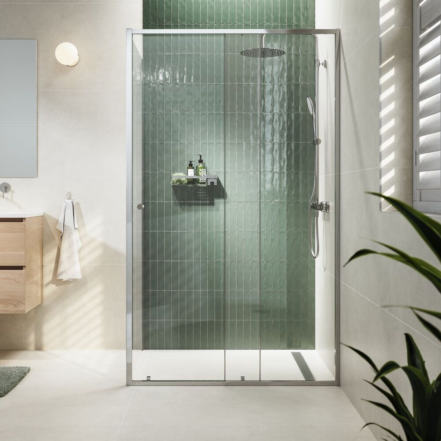 Sealskin Contour Schuifdeur Met Zijwand 120x90x200 Cm, 6 Mm Helder Veiligheidsglas Met Antikalklaag Zilver Hoogglans