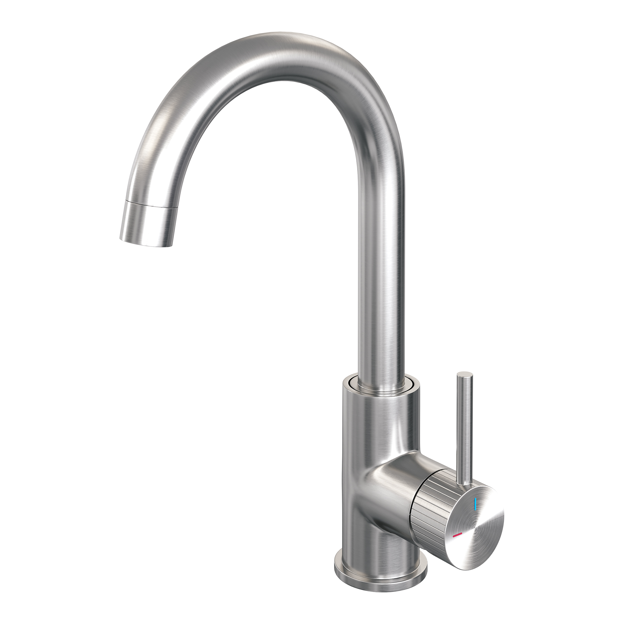 Brauer Stripe hoge opbouw wastafelmengkraan met draaibare ronde uitloop model A RVS-kleurig geborsteld PVD