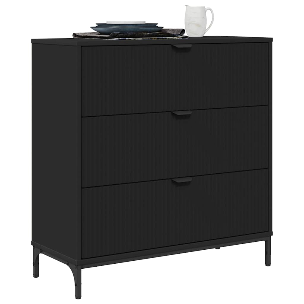 vidaXL Dressoir met lade Zwart 79.5 x 33 x 82 cm Bewerkt hout