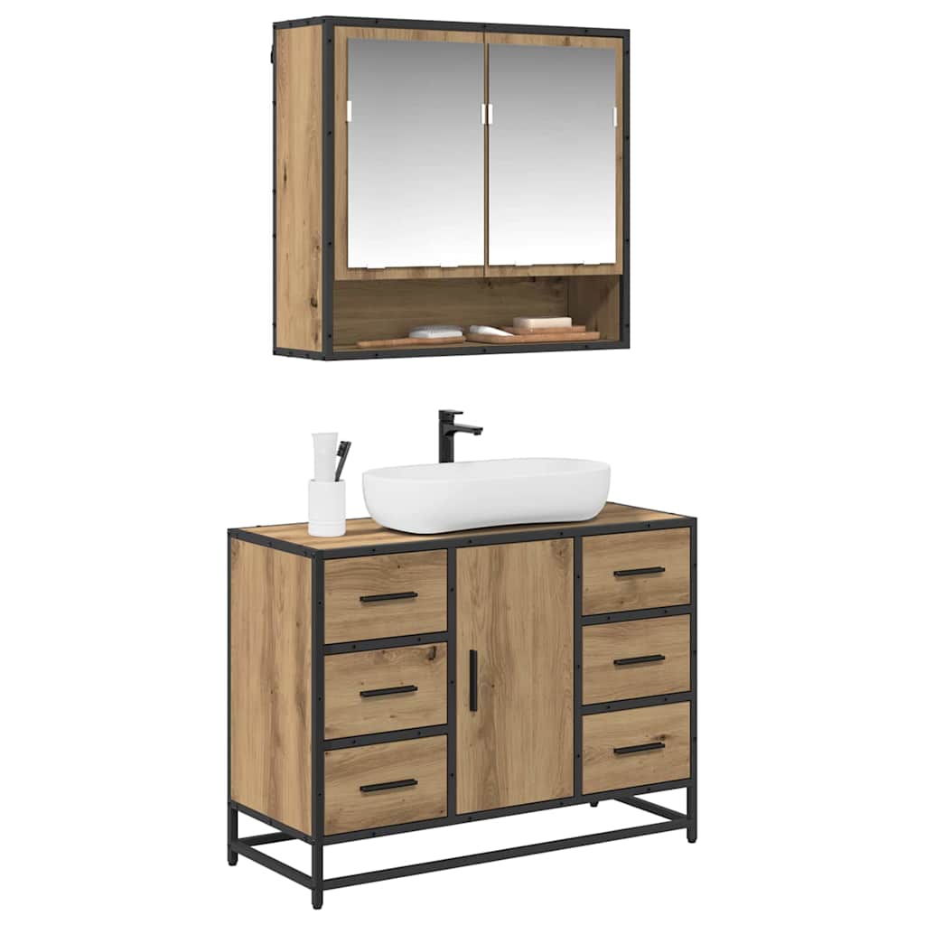 vidaXL Badkamermeubelset 2 pcs artisanaal eikenkleurig 80 x 33 x 60 cm