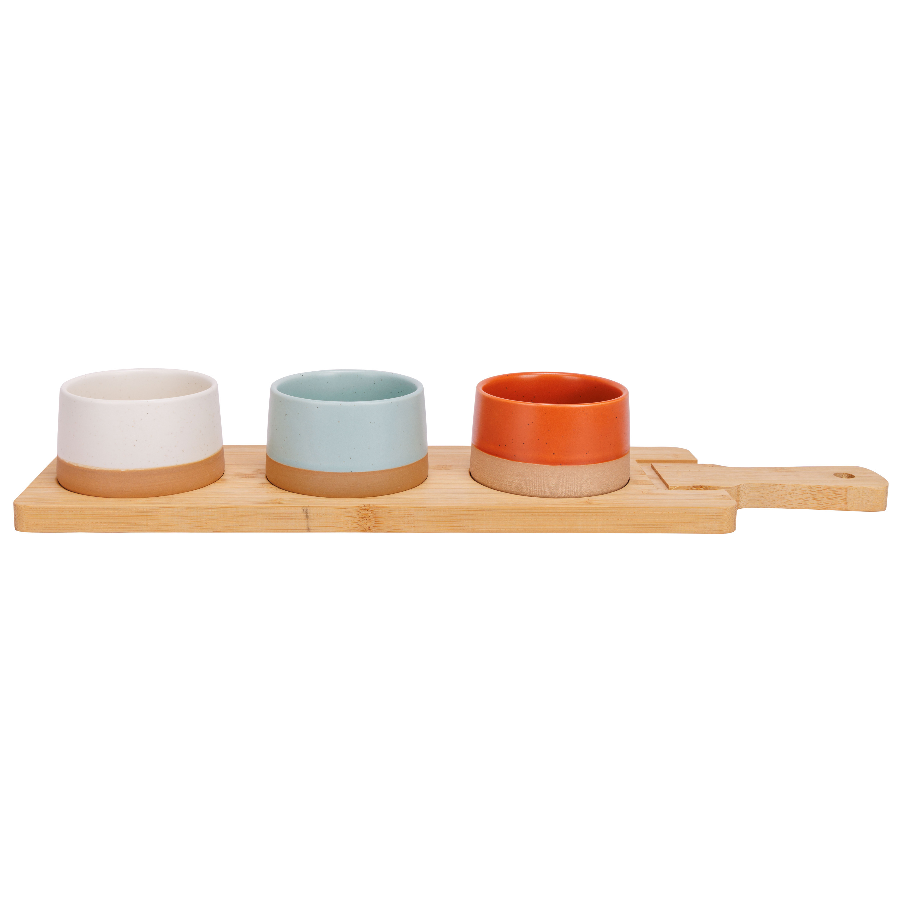 Cosy & Trendy Serveerplank bamboe - met 3x luxe schaaltjes - x 12 cm - tapas en saus schaaltjes -