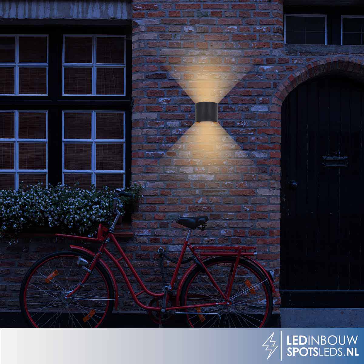 Led wandlamp - up&down - dimbaar - 6 watt - zwart&goud - 2700k - rond