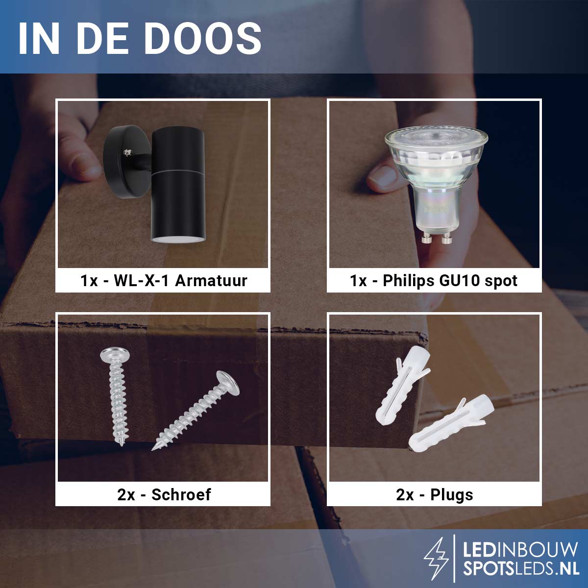Led muurlamp Philips gu10 - down - dimbaar binnen en buiten - 2700k