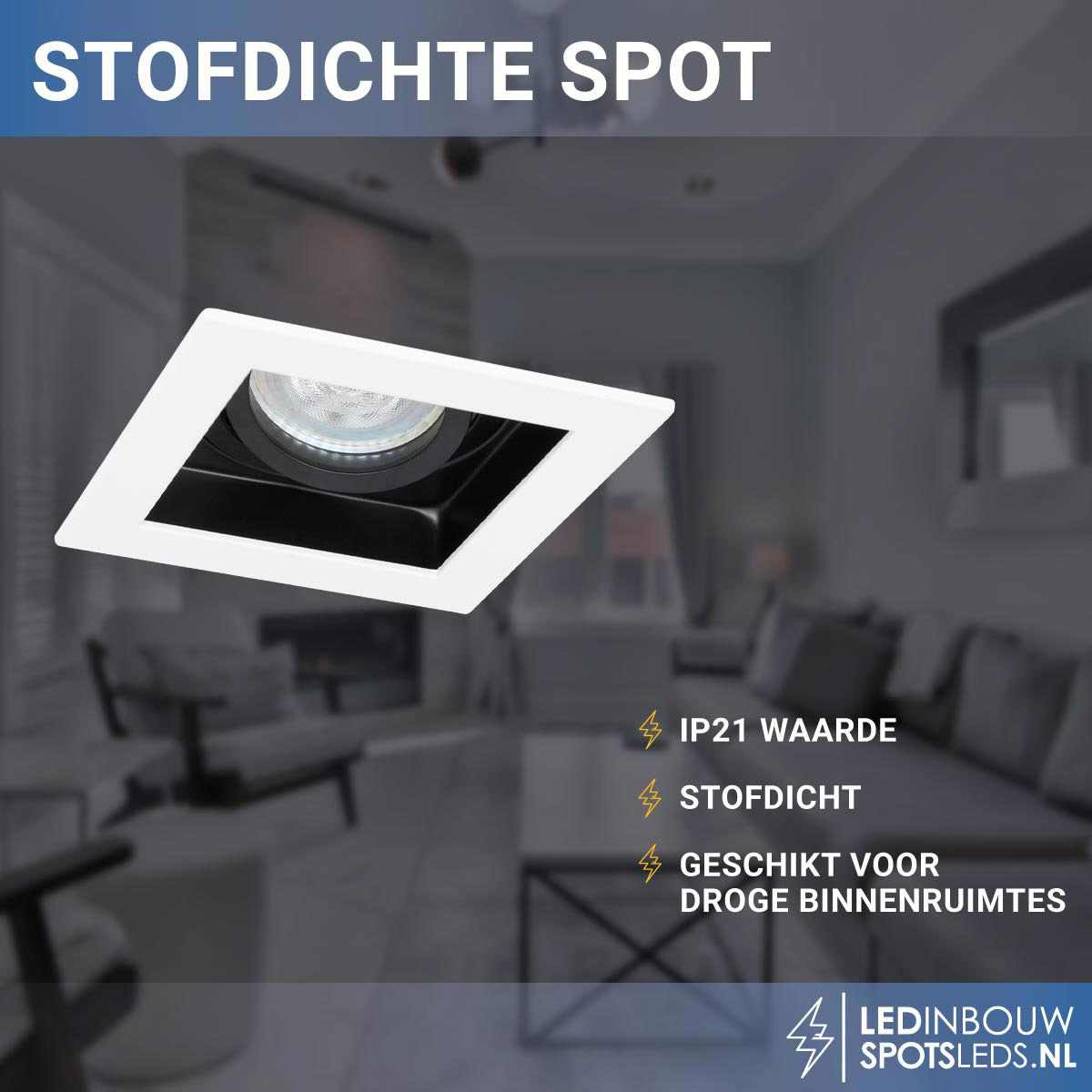 Philips inbouwspot - gu10 - Sao Paulo - dimbaar - wit - 3000k - vierkant