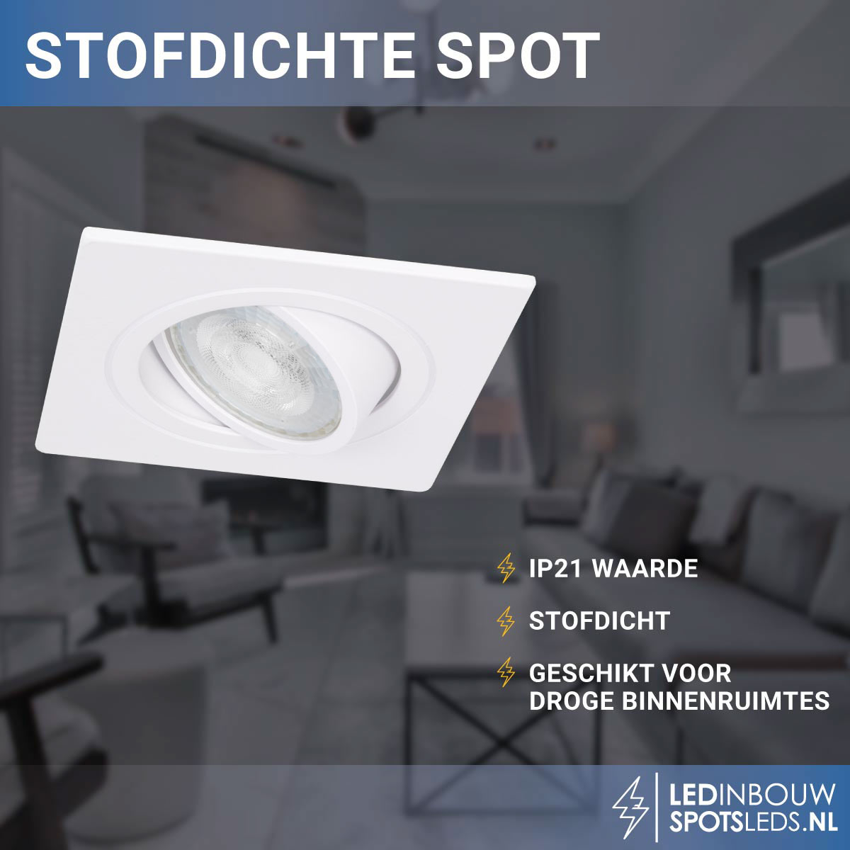 Philips inbouwspot - gu10 - Inêss - dimbaar - wit - 4000k - vierkant