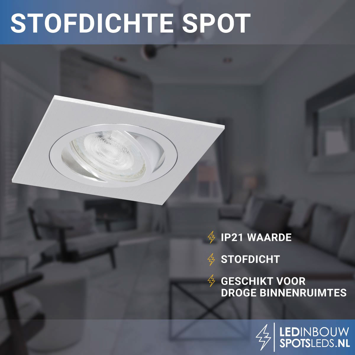 Philips inbouwspot gu10 Inês dimbaar aluminium geborsteld- 2700k- vierkant