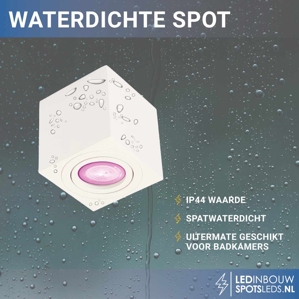 Opbouw spot Rome - met gu10 Philips Hue white&color -wit - rechthoek
