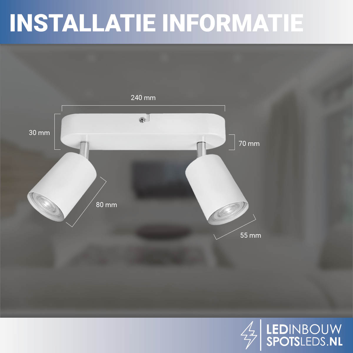 2 voudig kantel-draaibare plafondspot Philips - gu10 - dimbaar - wit - 3000k