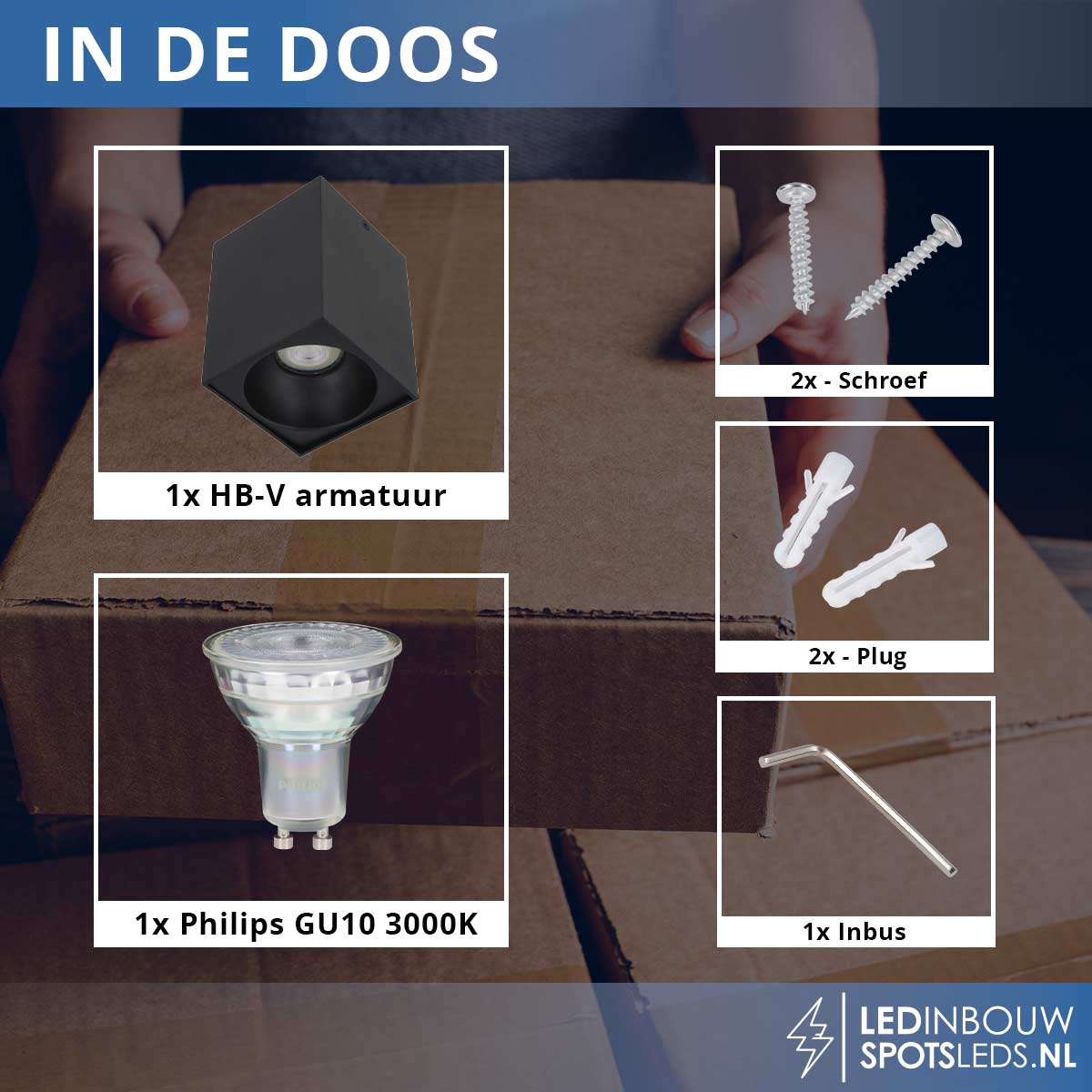 Opbouwspot Philips - gu10 - Valencia - dimbaar - zwart - 3000k