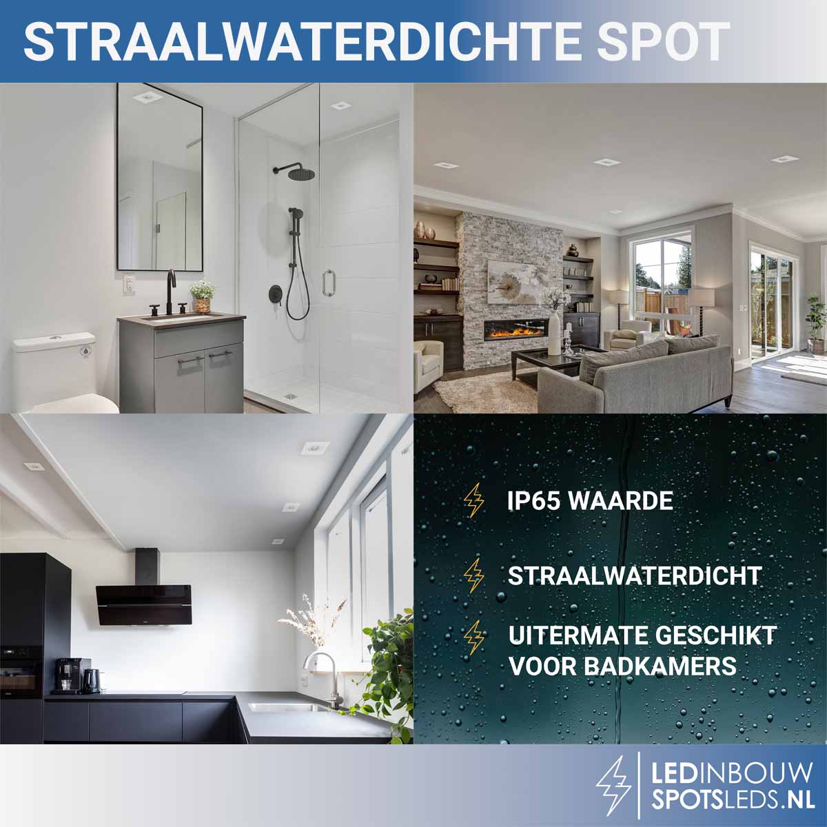 Led inbouwspotje vierkant - dimbaar - 5 watt - 450 lumen - wit - 2700k