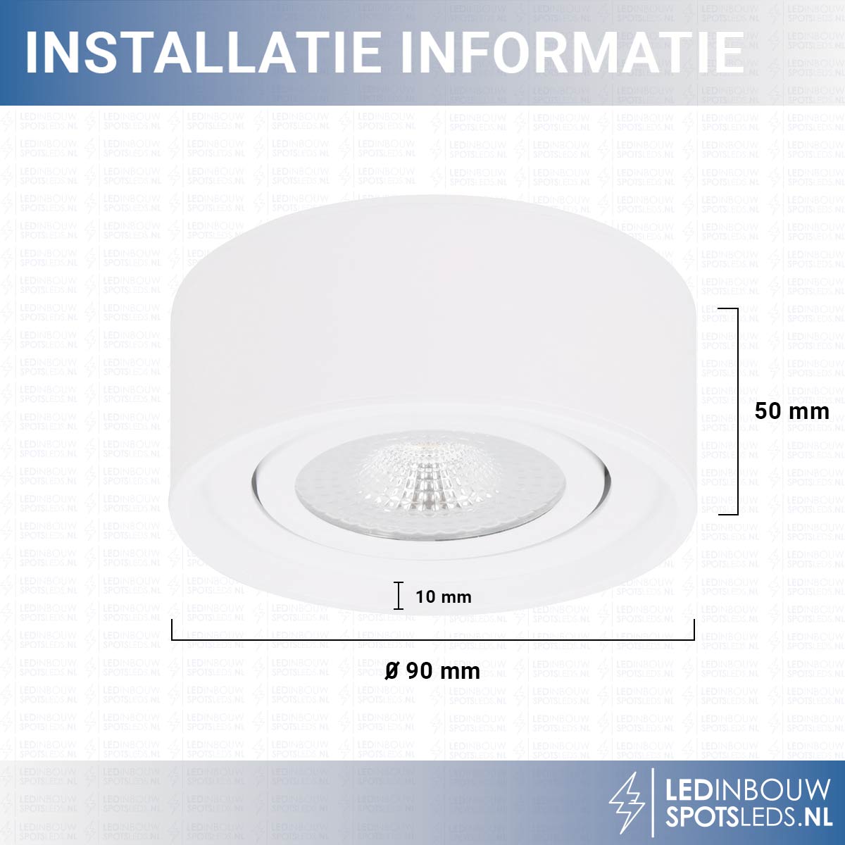 Led opbouwspot kantelbaar - dimbaar 230 volt 5 watt 510 lumen wit 3000k