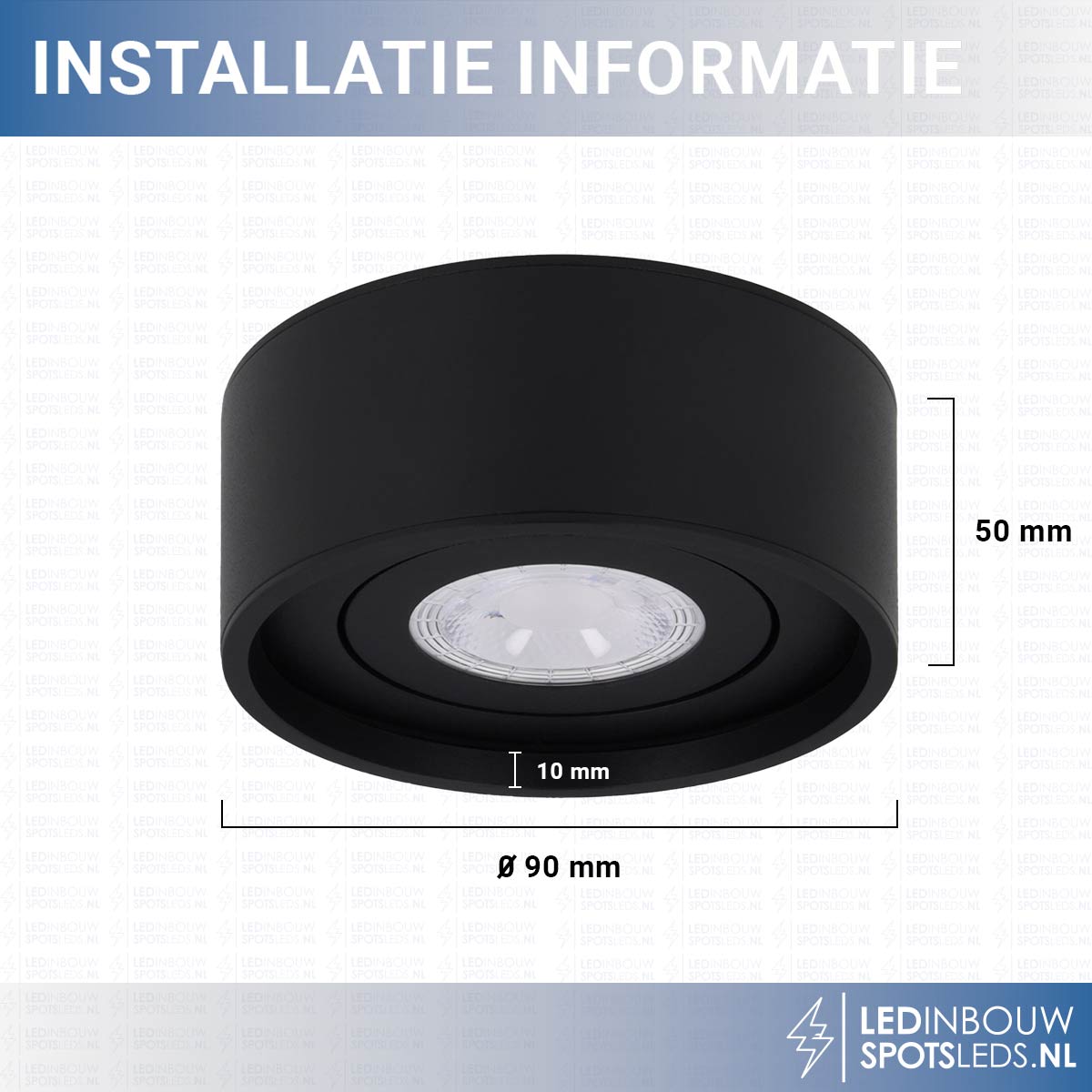 Led opbouwspot kantelbaar - dimbaar 230 volt 5 watt 570 lumen zwart 3000k