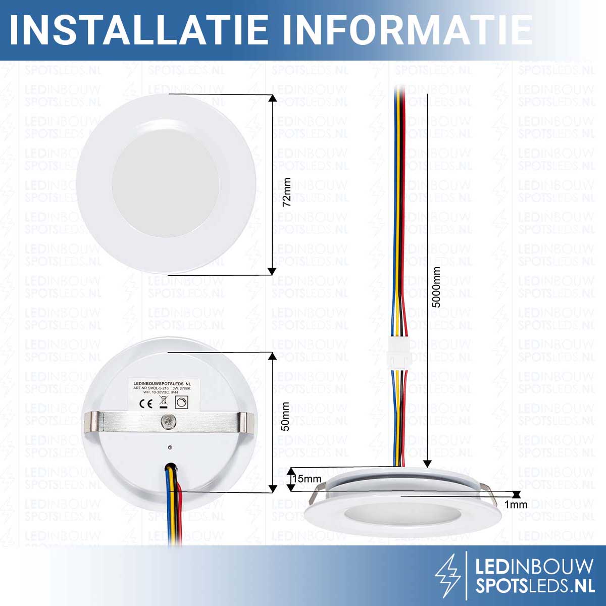 Set van 3 stuksTouch Functiecabinet Inbouw LED spot Dimbaar Wit