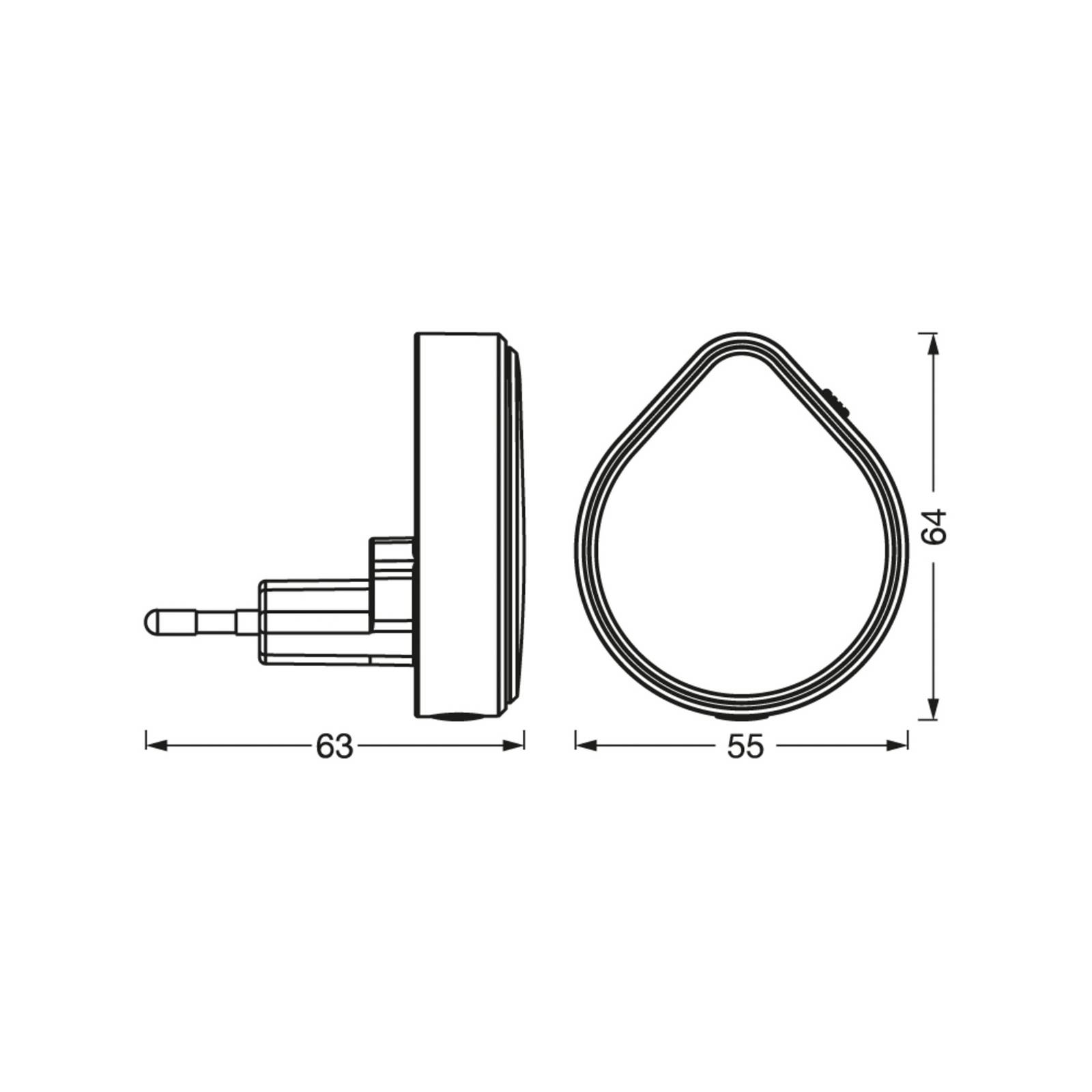Osram LED-stopcontactnachtlampje LUNETTA RAINDROP, sensor, dimbaar