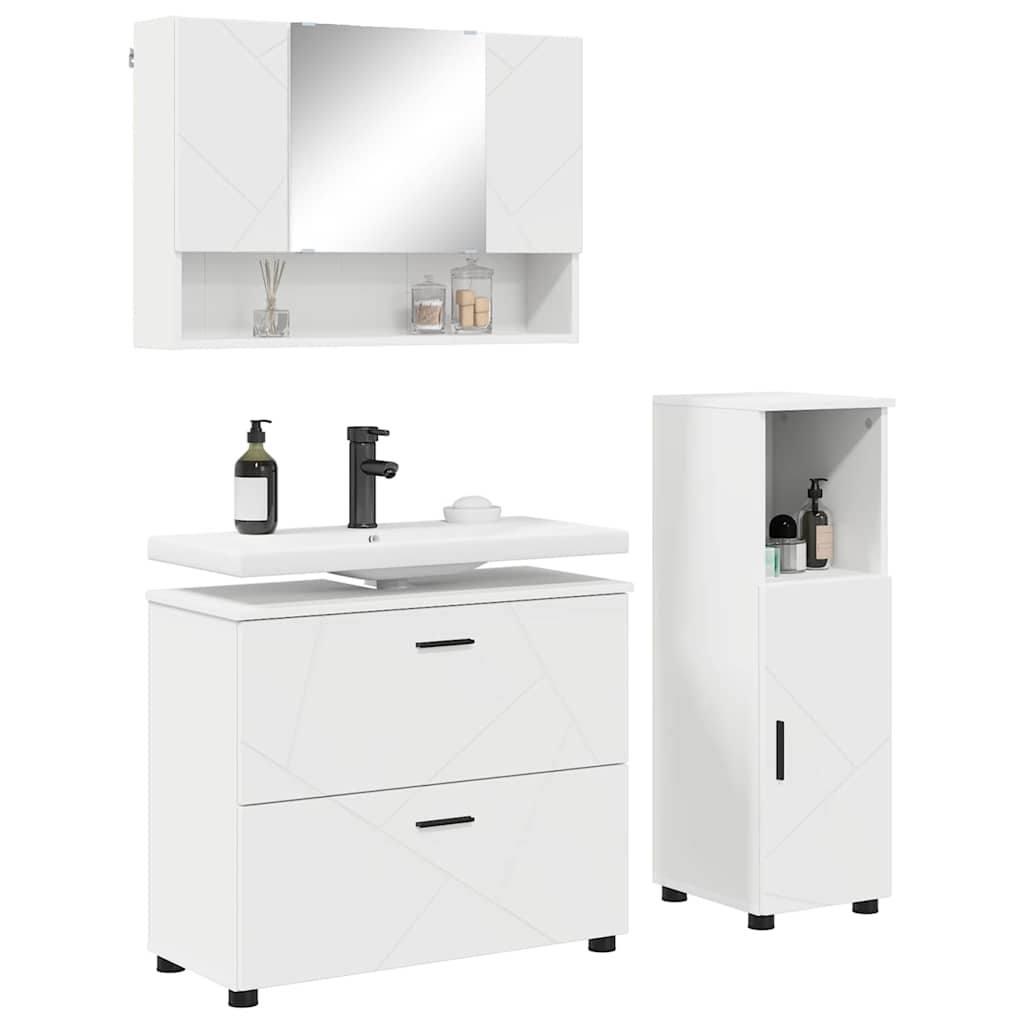 vidaXL Badkamermeubelset 3 pcs Wit 76,5 x 35 x 64 cm Bewerkt hout
