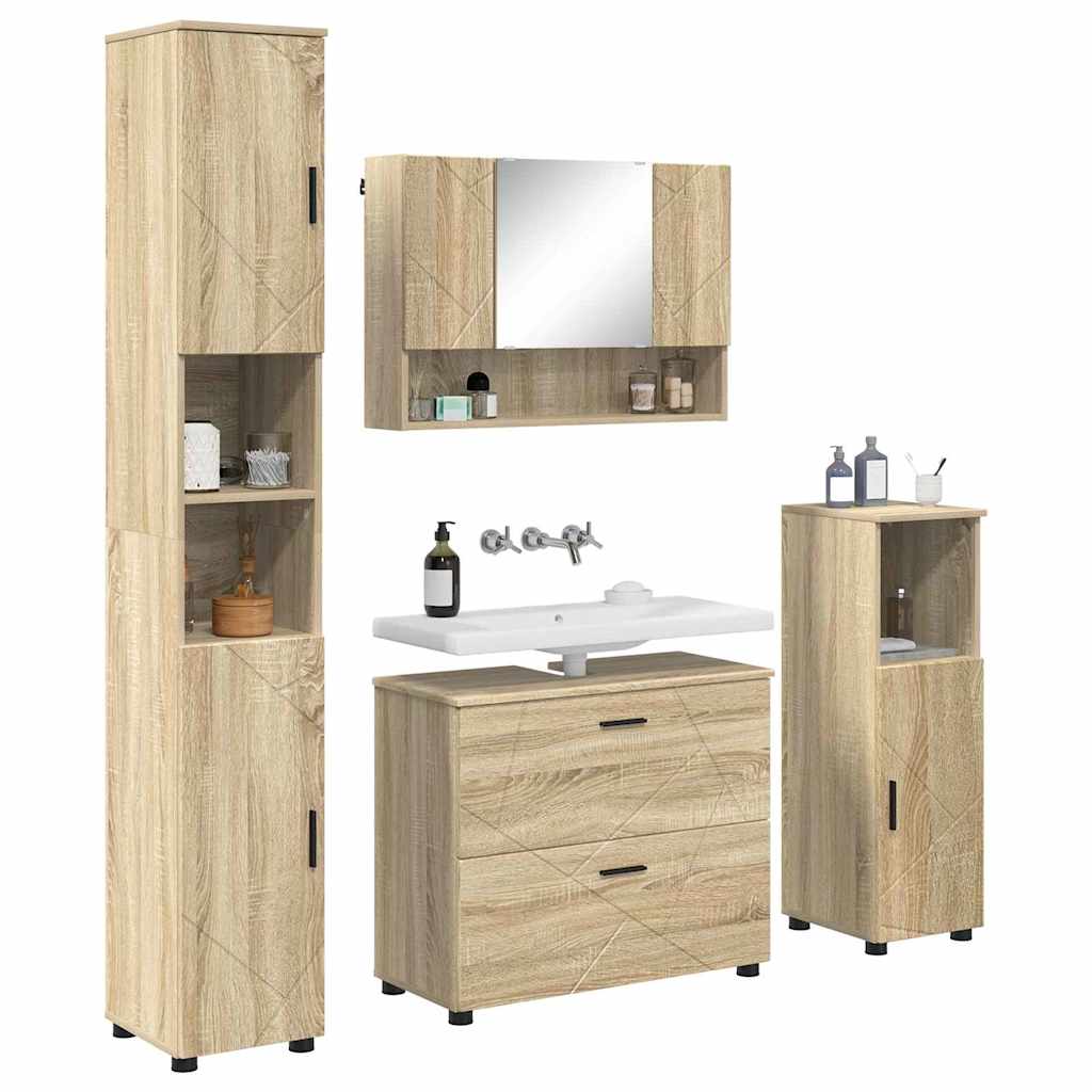 vidaXL Badkamermeubelset met lade 4 pcs Sonoma eiken 30 x 35 x 192 cm