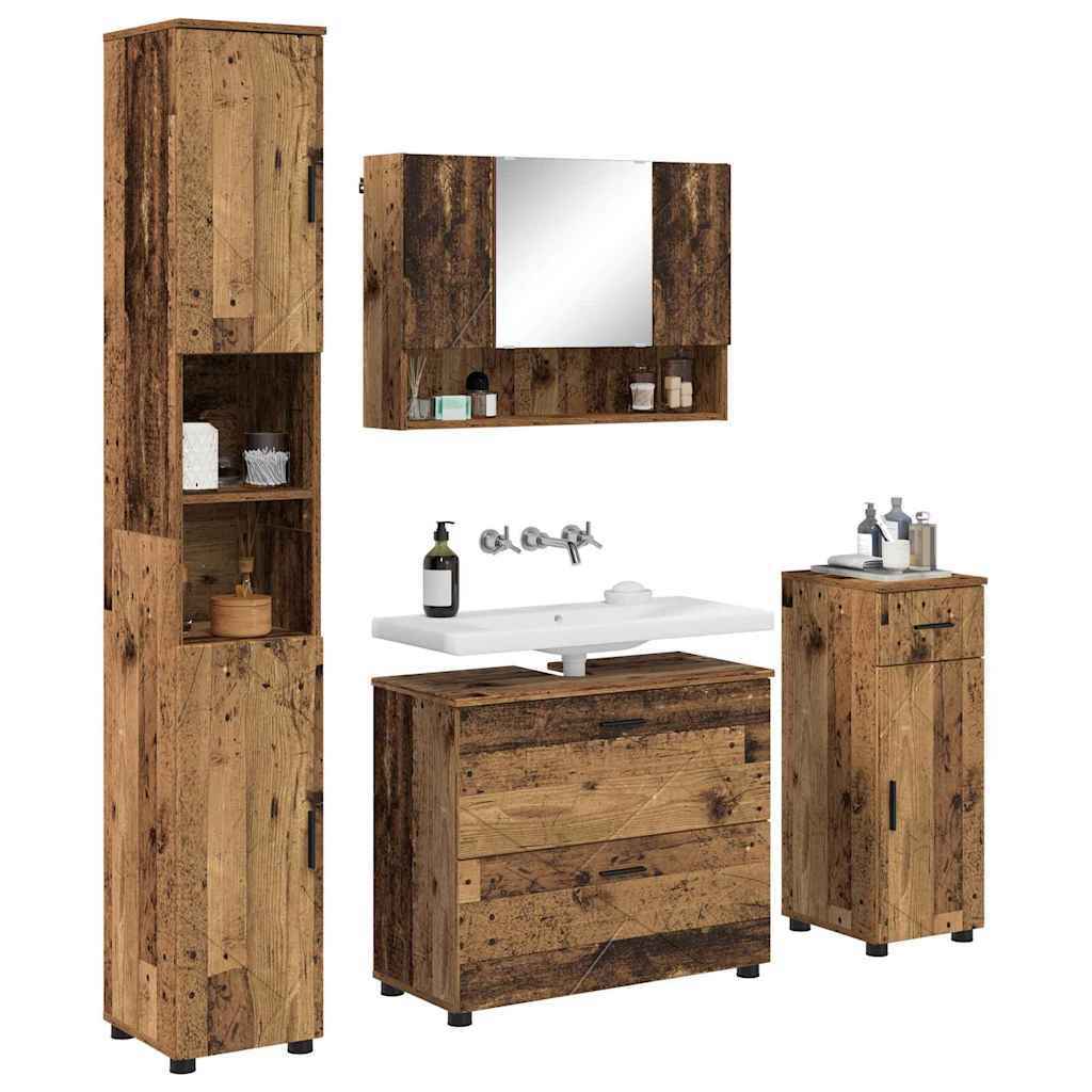 vidaXL Badkamermeubelset 4 pcs Oud hout 30 x 35 x 192 cm Bewerkt hout